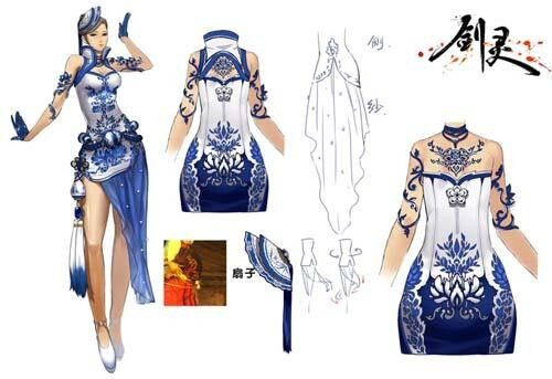 又见中国风《剑灵》国服专属时装青花瓷来袭
